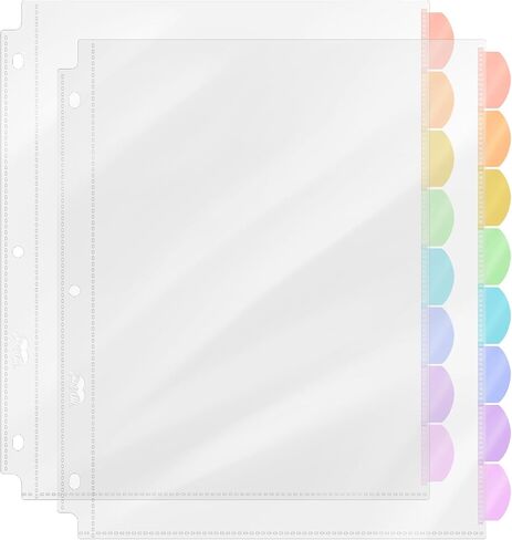 Mr. Pen- Clear Sheet Protectors with Binder Tabs, 8 Tabs, 2 Sets, Clear Binder Sheet Protectors, Clear Plastic Dividers for 3 Ring Binder, Insertable Index Page Divider Multicolor Tabs in Saudi Arabia