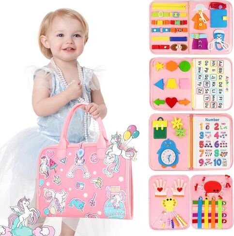 Montessori Toddler Busy Board Toys - for 3 4 5 Year Old Gifts Birthday Girl, Educational Sensory Toy，Busy Book Toddler Learning Activities with Fine Motor Skills in Saudi Arabia