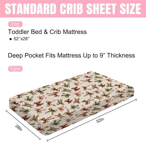 Fall Pumpkin Bows Daises Baby Crib Sheets 52''x28'' Vintage Autumn Pumpkins Maple Leaves Dots Fitted Crib Mattress Cover for Boy Girl Thanksgiving Soft Bed Sheet for Standard Crib Toddler Mattress in Saudi Arabia