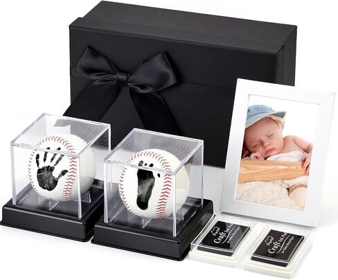 2 Pcs Baby Hand and Footprint Kit Baby Baseball Handprint Ornament Kit Baby Handprint Footprint Keepsake Set Baseball Baby Shower Gifts for Boys New Moms Dads Newborn Gifts in Saudi Arabia