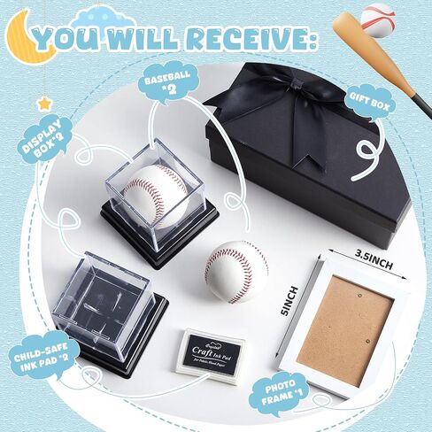 2 Pcs Baby Hand and Footprint Kit Baby Baseball Handprint Ornament Kit Baby Handprint Footprint Keepsake Set Baseball Baby Shower Gifts for Boys New Moms Dads Newborn Gifts in Saudi Arabia