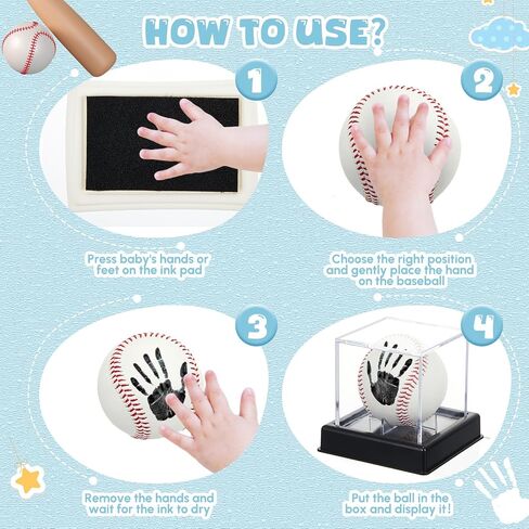 2 Pcs Baby Hand and Footprint Kit Baby Baseball Handprint Ornament Kit Baby Handprint Footprint Keepsake Set Baseball Baby Shower Gifts for Boys New Moms Dads Newborn Gifts in Saudi Arabia