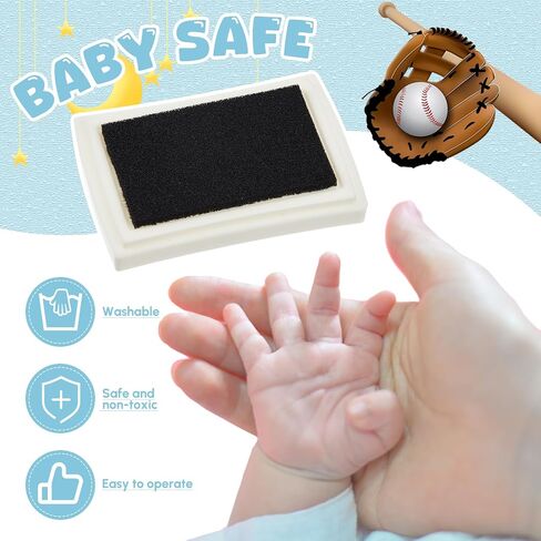 2 Pcs Baby Hand and Footprint Kit Baby Baseball Handprint Ornament Kit Baby Handprint Footprint Keepsake Set Baseball Baby Shower Gifts for Boys New Moms Dads Newborn Gifts in Saudi Arabia