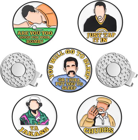 Happy Magnetic Golf Hat Clips for Putting Green, Funny Golf Ball Marker Hat Clips, Magnetic Golf Hat Clip with Enamel Metal Ball Markers for Men Women Golf Accessories Gifts in Saudi Arabia