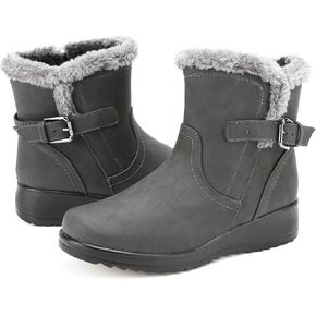 Womens Winter Snow Boots With Leather Comfortable Warm Fur Lining Zipper Ankle Booties Outdoor Platform Waterproof Walking Boots for Women