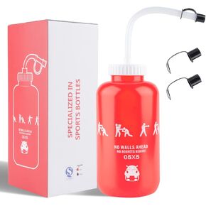SHOKE Long Straw Water Bottle Hockey Boxing 1 Liter Water Bottle Football BPA Free Squeeze Leak Proof Sports Water Bottles for Baseball Lacrosse Cycling Sport Large Capacity 32 Oz/1 Liter-Black