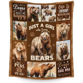 Bear Blanket for Kids - 40 x 50 Inches Cartoon Throw Blanket for Girls Boys - Soft Lightweight Blankets for Sofa, Crib & Bed
