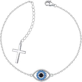925 Sterling Silver Cubic Zircon Tennis Bracelets Cross Devil's Eye/Moon heart/Mustard Seed Mountain/Infinite Loop Adjustable Charm Chain Exquisite Classic Jewelry Gift For Women
