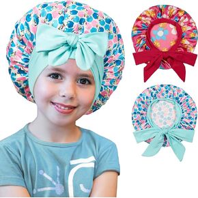 2 PCS Kids Bonnets for Girls, Silk Bonnet for Kids, Satin Bonnet for Sleeping, Baby Toddler Tie Bonnet Sleep Cap