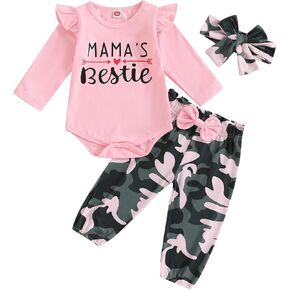 Baby Clothes for Girls 0 3 6 9 12 18 Months Fall Winter Outfit Newborn Infant Ruffle Romper + Pants + Headband Set