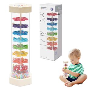 Wooden Baby Rain Stick,8.8’’ Baby Rainmaker Toys for 3-6-12 Months,Baby Shake Rattle Sensory Development Toys,Infant Rainstick Musical Instruments Toys Baby Girls Boys for Under 1 Year Old Toddlers