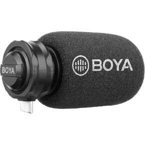 Boya BY-DM100 Plug & Play Digital Stereo Cardioid Condenser Microphone with Plug-in USB Type-C Connector for Android Devices (BYDM100)