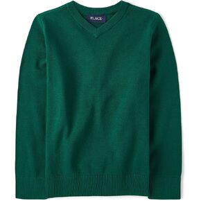The Children's Place Boys' Long Sleeve V-Neck Sweater, Whirlwind Blue, Small