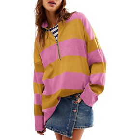 Yousify Oversized Womens Sweaters Fall 2024 Half Zipper Turtleneck Sweater Long Sleeve Tops S-2XL