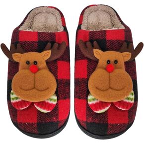 Christmas Slippers For Women Men Checkered Slippers Men's Cozy House Slippers With a Classic Plaid Pattern In Red And Black For Christmas Indoor Outdoor