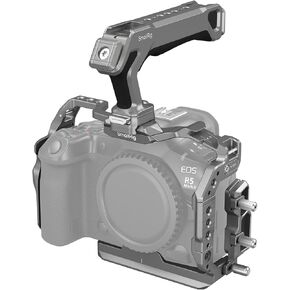 SmallRig R5 II Cage, HawkLock Quick Release Cage Kit for Canon EOS R5 Mark II with Top Handle and Cable Clamp, Tempered Screen Protector, Multiple Mounting Points, Titanium Gray - 5029