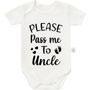 Please Pass Me To Uncle Bodysuit, Cute Baby Boy Girl Clothes Infant Short Sleeve Jumpsuit Outfits 0-24month