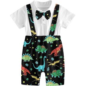 BFUSTYLE Baby Boy Romper 2 in 1 Outfits 0-24 Months Short Sleeve Bodysuit with Bowtie