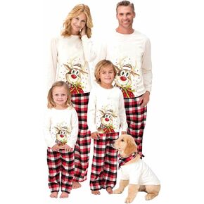 Awoscut Christmas Family Matching Pajamas Christmas Pjs Holiday Nightwear Sleepwear Sets Long Sleeve Pjs