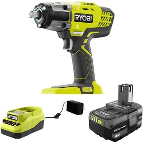 Ryobii RYOBI P261K1 ONE+ 18V Cordless 3-Speed 1/2 in. Impact Wrench with 4.0 Ah Battery and Charger