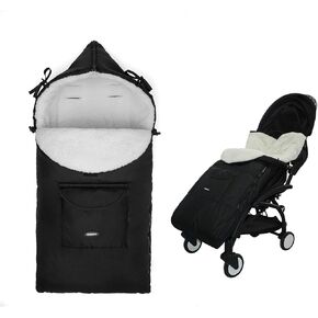 Universal Stroller Footmuff Winter Bunting Bag, Waterproof & Windproof Sleeping Bag for Toddler & Baby, Warm Plush Lined, Bottom Opens for Multi-Use, Car Seats, Black