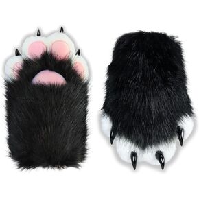 Comfy Furry Paws Faux Fur Plush Fursuit Paws, White Therian Paws Therian Stuff Therian Gear, Cute Cat Paw Gloves Therian Gloves with Claws, Furry Stuff Wolf Paws Gloves Fox Paws, Cosplay Furry Costume