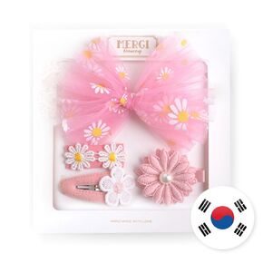 Spring pink hairclip gift set (4pcs/pack) all made in Korea. girl's gift set, snap clip, barretta clip, baby pin, children's hair accessory
