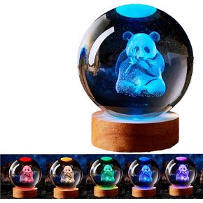 3D Elephant Crystal Ball lamp,3.15 inch Glass Ball Elephant Night Light,16 Colors Change with Remote Control,Elephant lamp with Wooden Base,Elephant Light Gift (D)