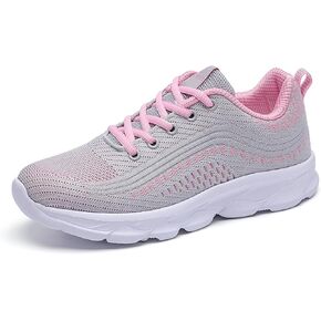 Women's Mesh Lace up Lightweight Running Sneakers Comfortable Breathable Non-Slip Soft Sole Casual Walking Sports Shoes Work Gym Trekking Tennis Sneakers
