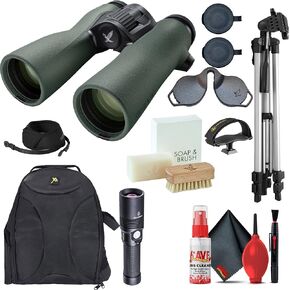 Swarovski 8x42 NL Pure Binoculars + 6FT Tripod + Padded Backpack + Binocular Tripod Adapter + Flashlight + Cleaning Kit