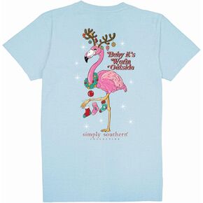 Simply Southern Baby It's Warm Outside - Flamingo - Christmas - Youth T-Shirt