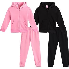 Real Love Toddler Girls' Jogger Set - 4 Piece Full Zip Up Hoodie and Jogger Pants for Girls - Little Girls Active Set (2T-6X)