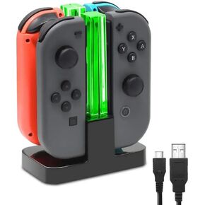 Controller Charging Dock for Nintendo Switch Joycon,Switch Joycon Charger Compatible with Switch OLED Joy Con,4 in 1 Joycon Charging Dock with LED Indication and Charger Cablefast Charging