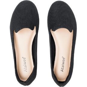 Ataiwee Women's Wide Width Flat Shoes, Fashion Comfortable Plus Size Cute Round Toe Slip on Loafer Shoes.