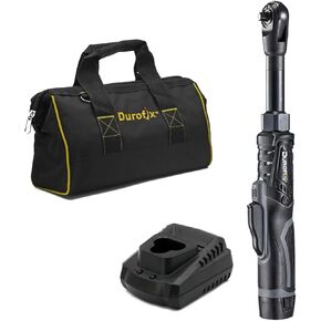 Durofix G12 Series RW1221-2PG 1/4" Brushless Extended Cordless Ratchet Wrench Tool Kit, 59 Ft-Lbs with 2.0 Ah Battery, Charger, Flashlight & Canvas Bag