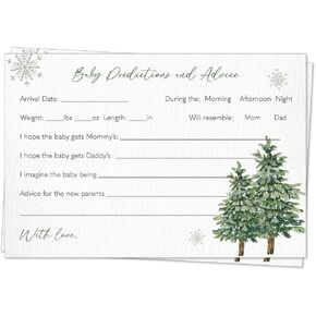 The Invite Lady Winter Baby Shower Predictions for Baby and Advice and Wishes for Parents Baby It's Cold Outside Games Activities Outdoors Trees Nature Green Snowflakes Snowfall (24 count)