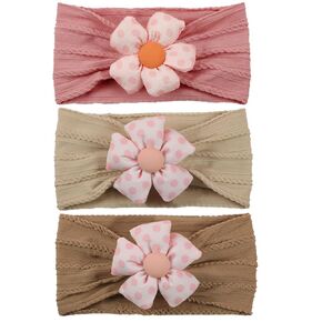 3 Pcs Baby Girls Headbands Baby Flower Headbands Newborn Preemie Headbands 0-6 Months Soft Nylon Hairbands Hair Accessories for Infant Toddler Kids