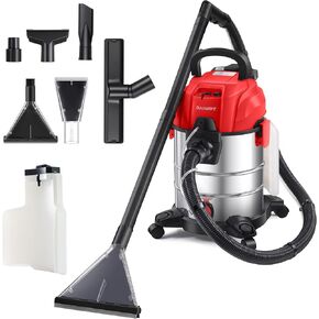 Shop Vacuum Wet and Dry, 6 Gallon, 5.5 Peak HP Power Suction, 3 in 1 Stainless Steel Shop Vac with 4.5L Upholstery Shampoo Tank, Water Vacuum Cleaner Carpet Extractor for Car Detailing