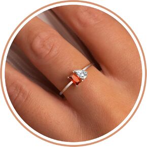 Birthstone Rings for Women Non Tarnish Gold Rings Birthday Gifts for Teen Girls Dainty 14K Plated Adjustable CZ Stacking Promise Ring Christmas Stocking Stuffers Anniversary Jewelry for Friend Sister Girlfriend Mom