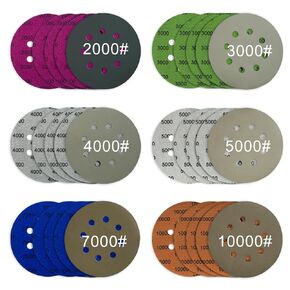 5 Inch 8 Holes Sanding Discs Hook and Loop, 30Pcs Wet Dry Sandpaper, 2000 3000 4000 5000 7000 10000 Grit Sandpaper, Round High Grit Sand Paper for Orbital Sander