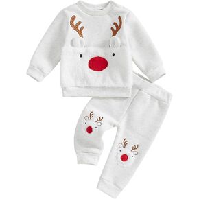 Toddler Boy Christmas Outfits Reindeer Long Sleeve Crew Neck Sweatshirt Long Pants Baby Boys Christmas Clothes