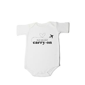 Our Newest Carry-On Infant Bodysuit Future Traveler Theme Coming Soon Pregnancy Announcement (0-6 Months, Letter-Short Sleeve Romper)