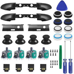 27 PCS LB RB Bumpers Button Replacement Kit, SourceTon LB RB Button Triggers Parts, Joystick, Screwdriver, Thumbstick Holder, Headphone Jack Plug Port, Hat Silicone Compatible with Xbox ONE Controller