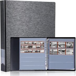 25 Pcs 135 35mm Films and 25 Pcs 120 Film Negative Pages for 3 Ring Binder, Storage Box Set Acid Free Film Holder