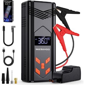 Jump Starter with Air Compressor, 3000A Car Jumper Starter Battery Pack with 150PSI Tire Inflator, 12V Portable Jump Box for Car Charger Battery Booster with LCD Display (Up 9L Gas/8L Diesel Engine)