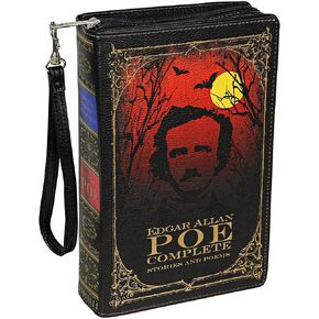Black Vinyl Beauty and the Beast Book Handbag Novelty Clutch Purse Crossbody Bag