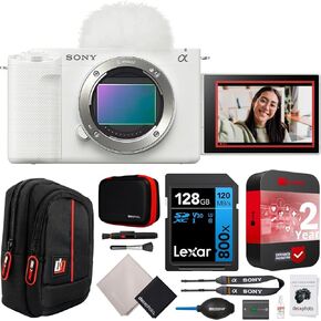 Sony ZV-E10 II Mirrorless Alpha APS-C Camera Body + 16-50mm F3.5-5.6 OSS II Lens White ZVE10M2KW Content Creators Bundle with CPS 2YR Extended Protection + Deco Gear Case + 128GB Card Accessories Kit