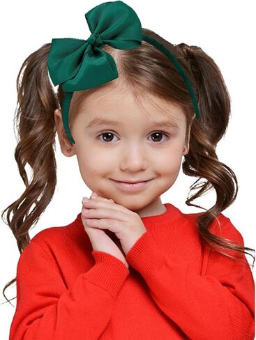Hair Accessories, 15 Pieces Uniform Hair Bows, Hair Clips, Headband Hair Ties Set for Little Toddler School Girls (Dark Green) in Saudi Arabia