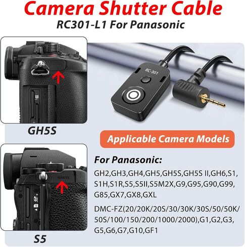 RC301-2.5mm 196.8 "Extended Cable Shutter Release Remote for Fujifilm and Canon Cameras EOS Rebel T8i T8 T7i t6 t6i t1i t2i t3 t3i t4i SL3 2000d 4000d R100 Fuji XT2/3/4/5 XH2S GFX100/S /50 /s in Saudi Arabia