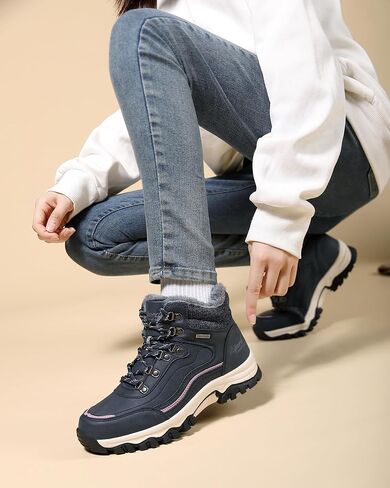 Womens Hiking Snow Boots Winter Boots Comfortable Warm Fur Shoes for Outdoor in Saudi Arabia